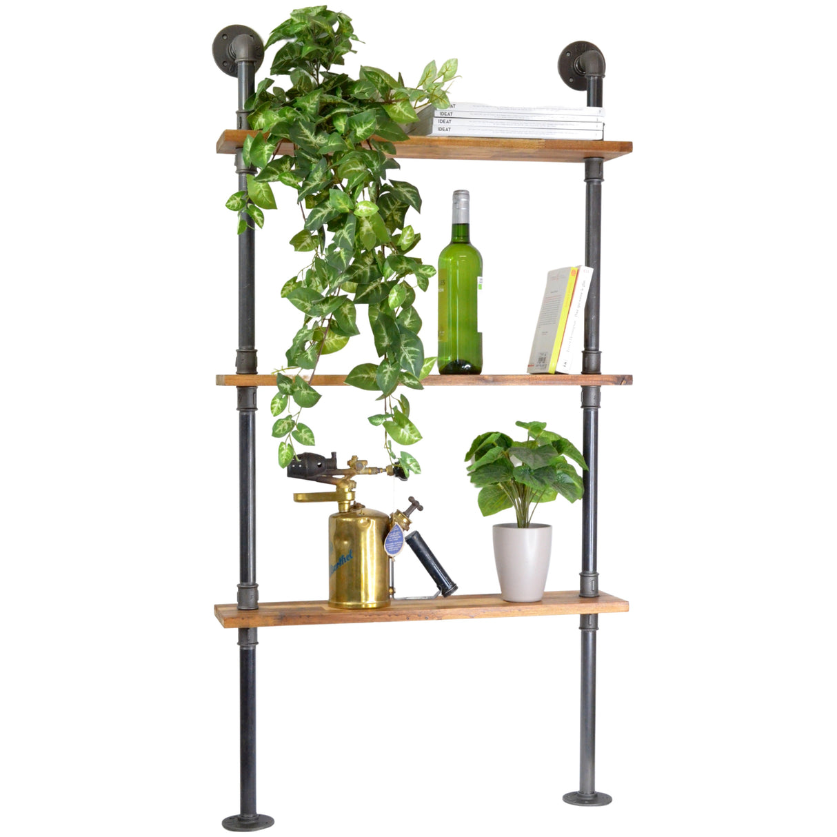 Kit étagères faible profondeur - mural ou sur pied - sur-mesure - étagère en situation avec plantes et livres - vue 3
