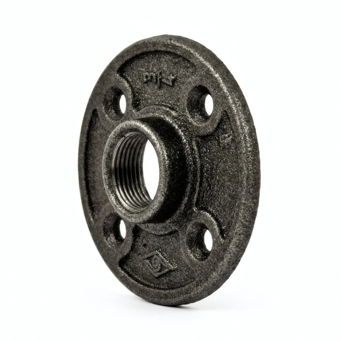Flange 3/4'' | 20x27mm stor diameter sort støbejern - produktfoto på hvid baggrund 2