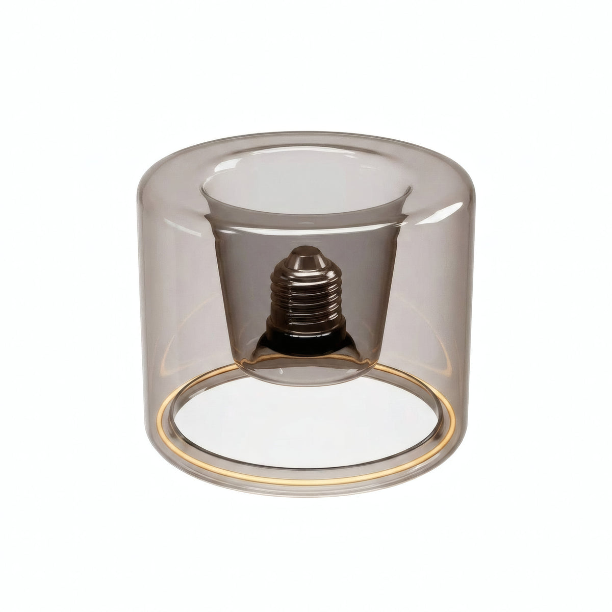E27 LED-donutpære i røgfarvet glas, Ø 120 mm, set let oppefra, hvid baggrund