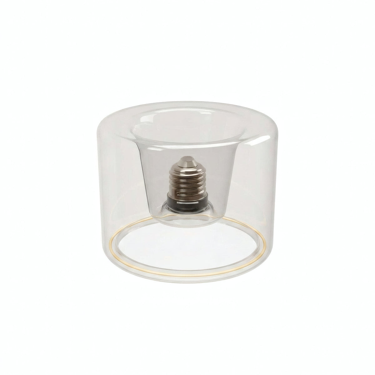 E27 LED-donutpære i klart glas, Ø 120 mm, set i trekvart profil, hvid baggrund