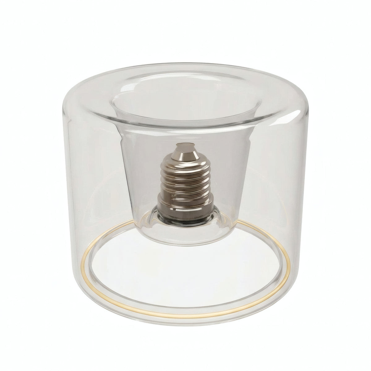 E27 LED-donutpære i klart glas, Ø 120 mm, set let oppefra, hvid baggrund