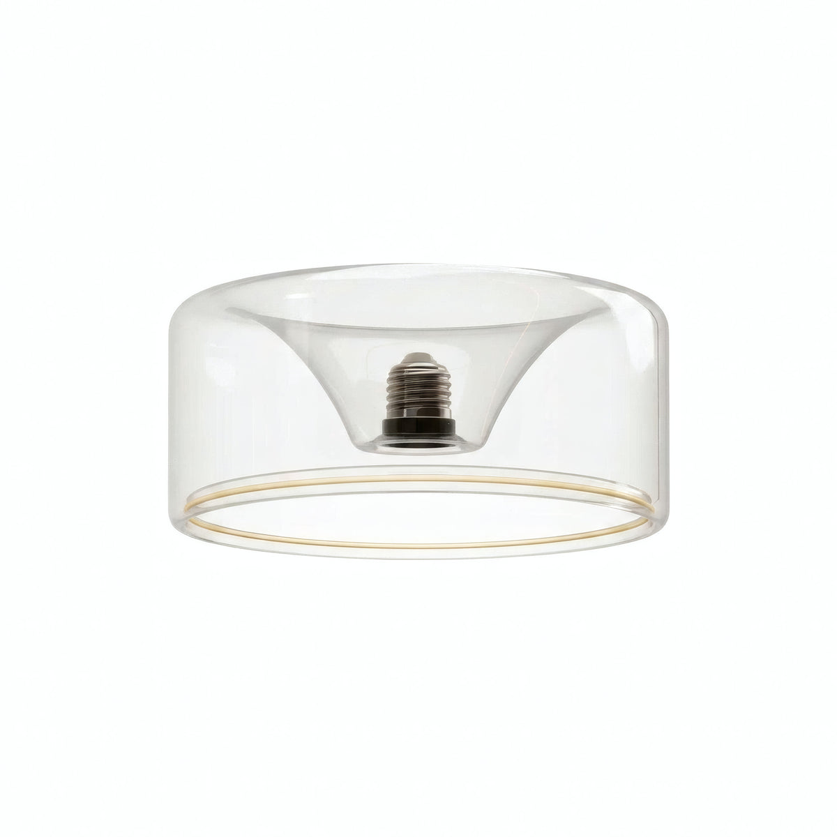 E27 LED-donutpære i klart glas, Ø 195 mm, set i trekvart profil, hvid baggrund