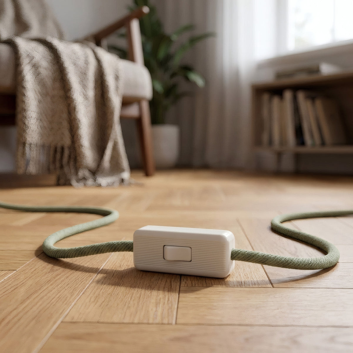 Enpolet vippeafbryder til lampeledning — Hvid