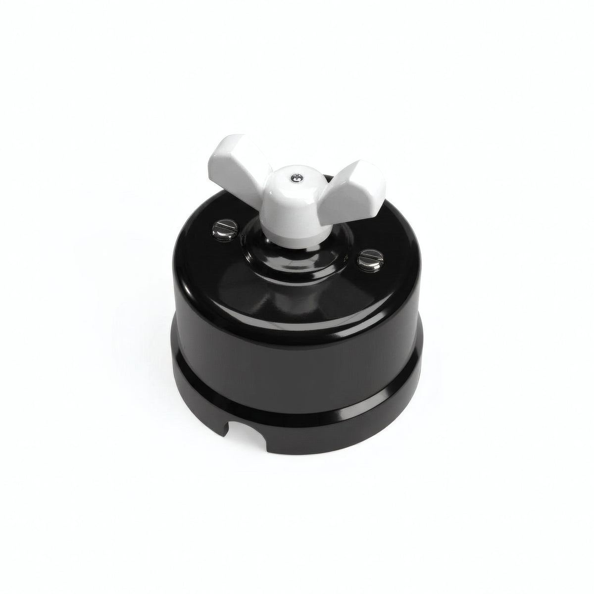Korrespondanceafbryder i porcelæn med vingemøtrik — Sort / Hvid