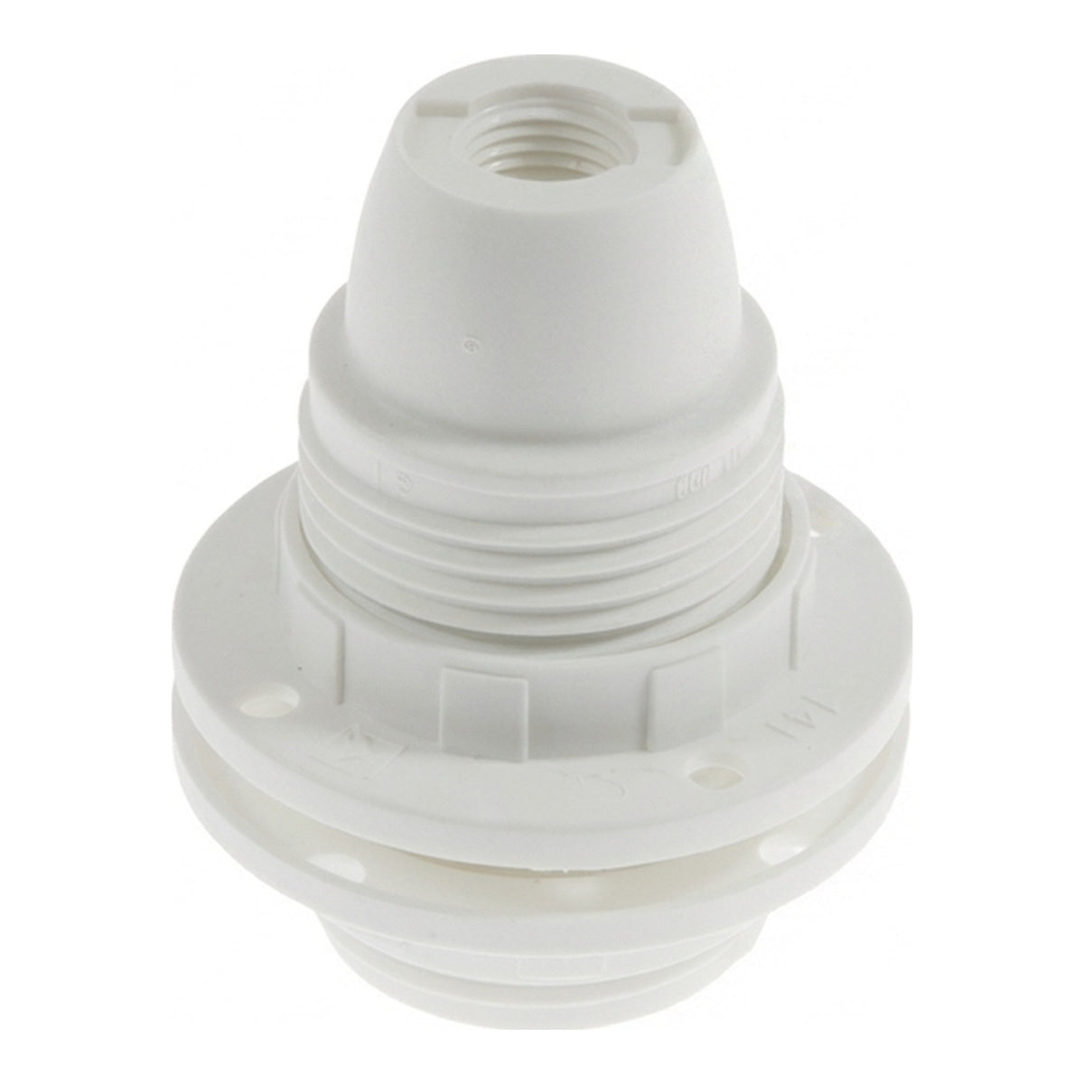 E14-fatning i termoplast med dobbelt ring — Hvid