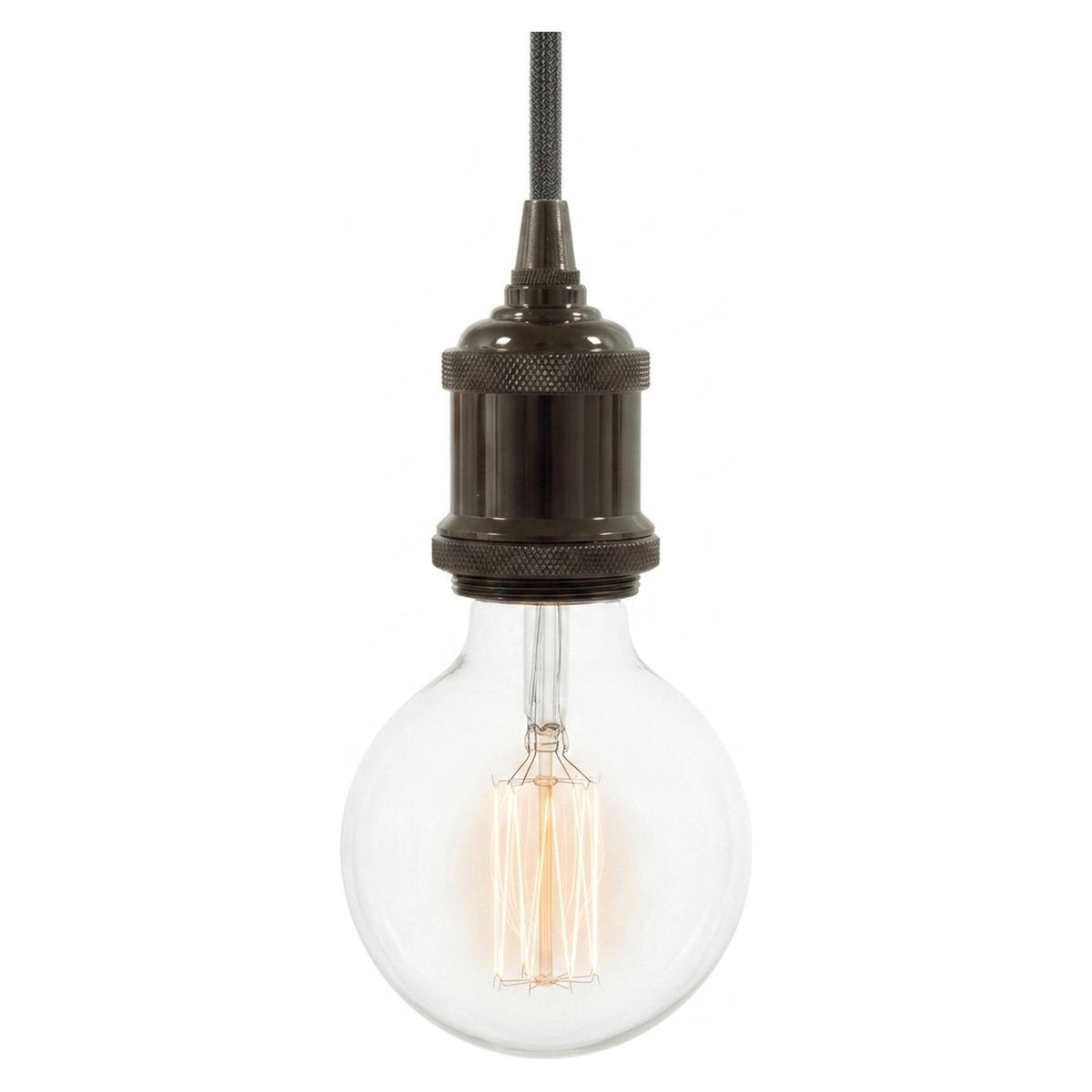 Vintage E27-fatning i aluminium — Sort perle