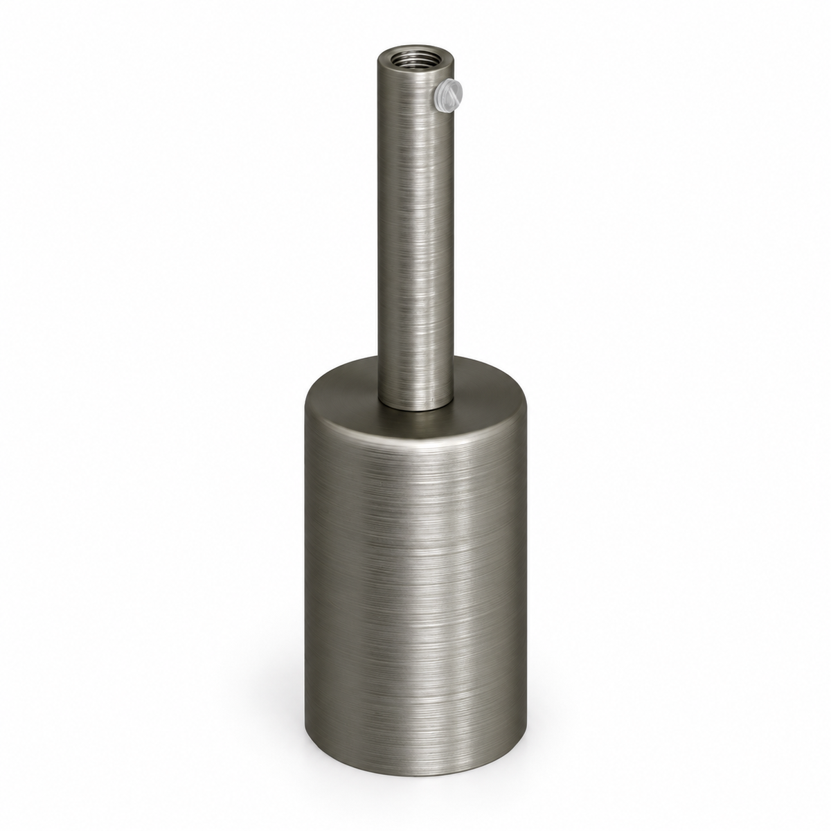 Sæt med cylindrisk E27-fatning i metal — trækaflastning på 7 cm — satintitan-finish — visning 1