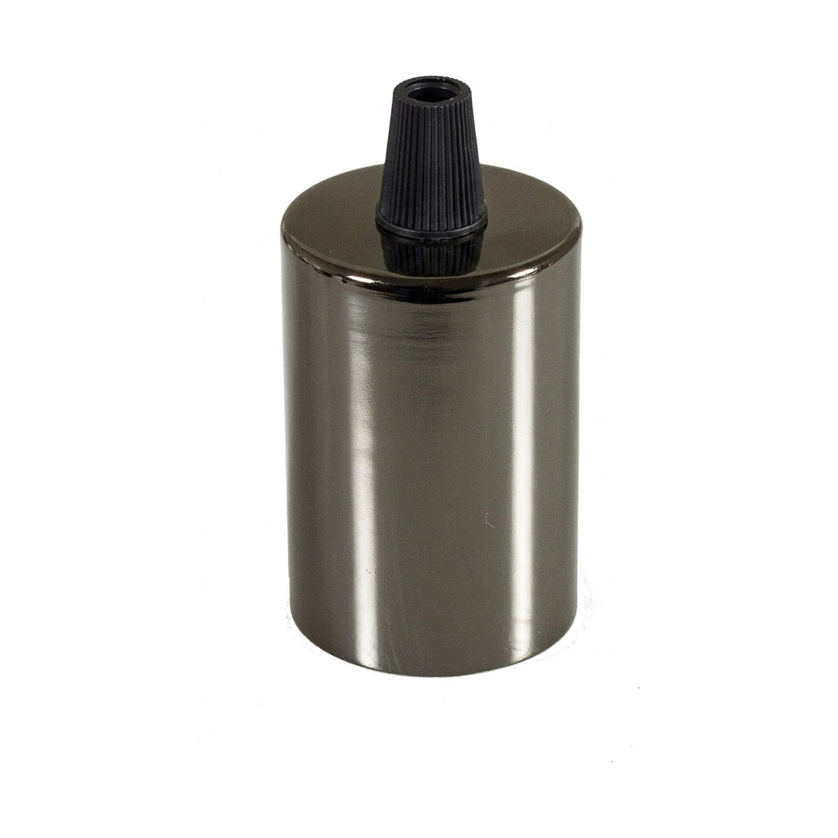 Cylindrisk E27-fatning i metal — Konisk plast / Sort perle
