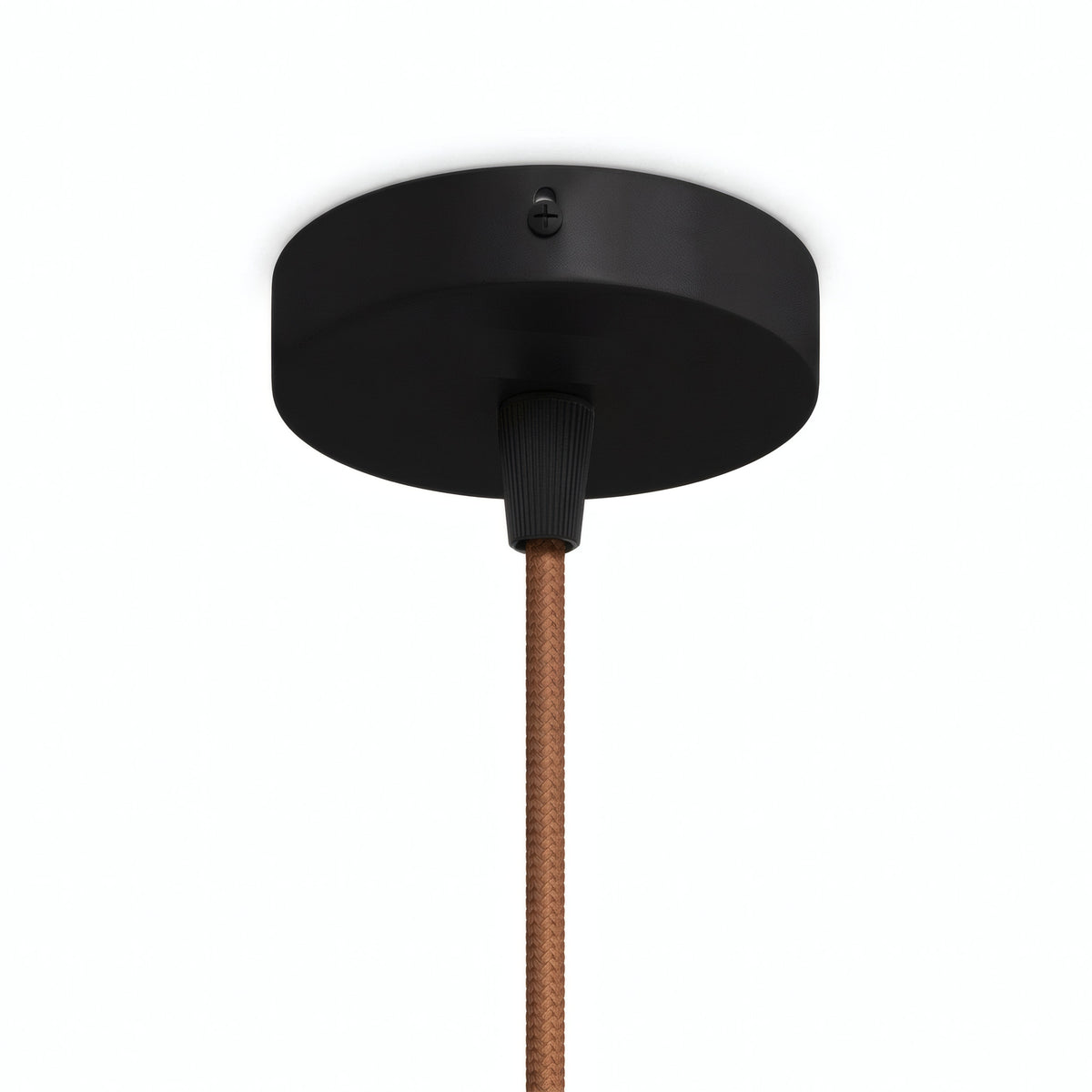 Lille cylindrisk roset i metal, Ø 83 mm — 1 centralt hul / Konisk termoplast / Sort