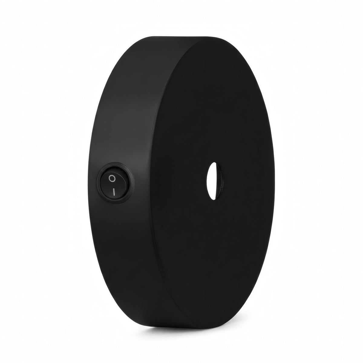 Lille cylindrisk roset i metal med afbryder, Ø 83 mm — Sort