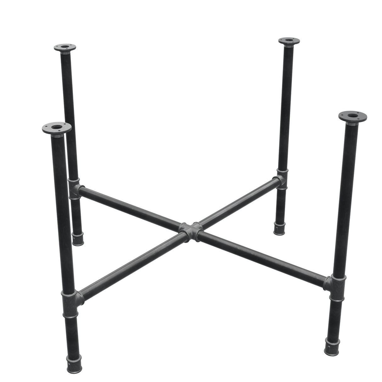 Stel til spisebord, korsform, støbejern og stål Ø 34 mm, 116 × 116 cm, højde 75 cm