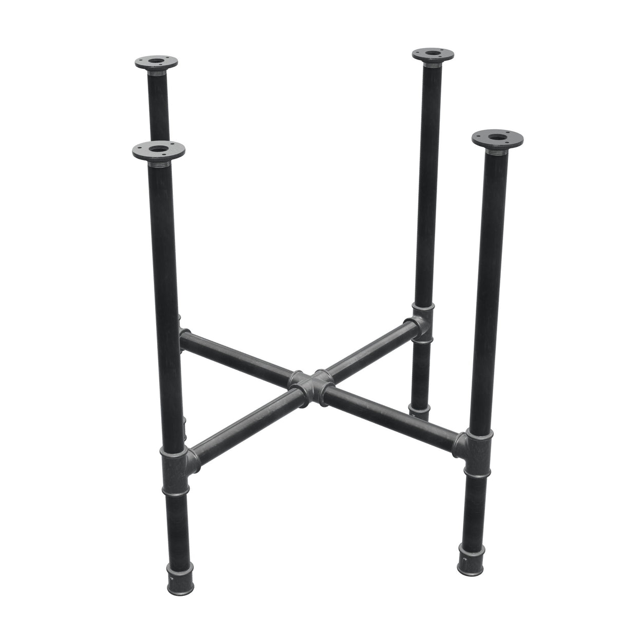 Stel til spisebord, korsform, støbejern og stål Ø 34 mm, 76 × 76 cm, højde 75 cm