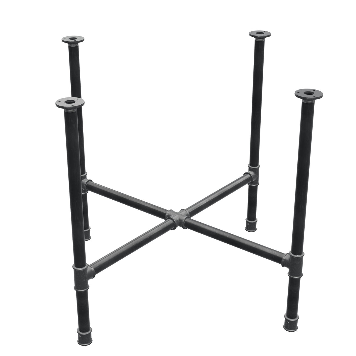 Stel til spisebord, korsform, støbejern og stål Ø 34 mm, 96 × 96 cm, højde 75 cm
