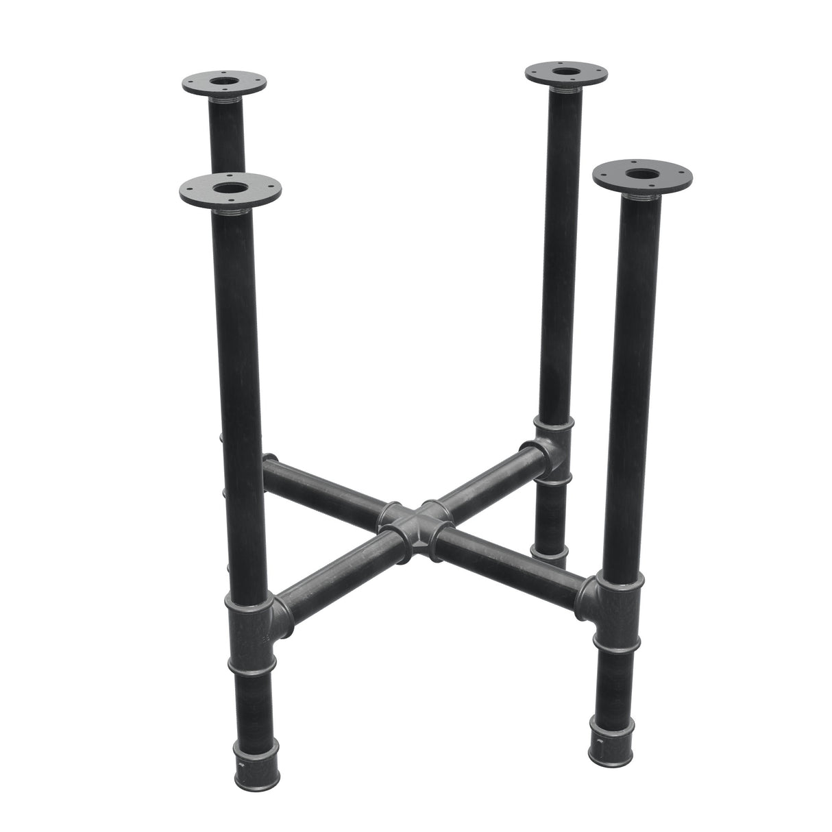 Stel til spisebord, korsform, støbejern og stål Ø 42 mm, 71 × 71 cm, højde 74 cm