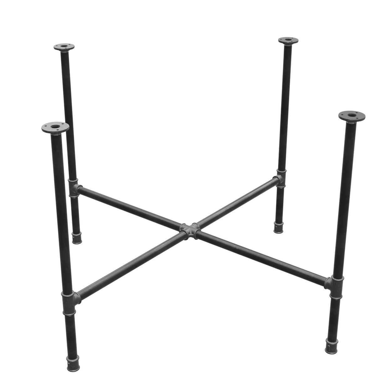 Stel til spisebord, korsform, støbejern og stål Ø 27 mm, 115 × 115 cm, højde 74 cm
