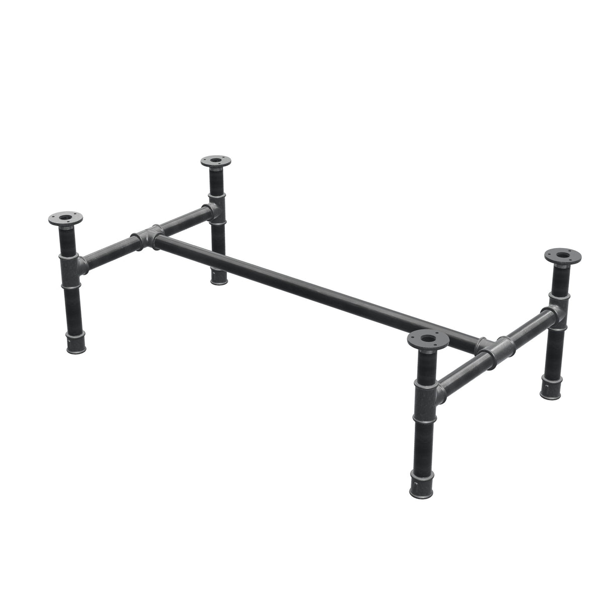 Stel til sofabord, H-form, støbejern og stål Ø 34 mm, 102 × 56 cm, højde 32 cm