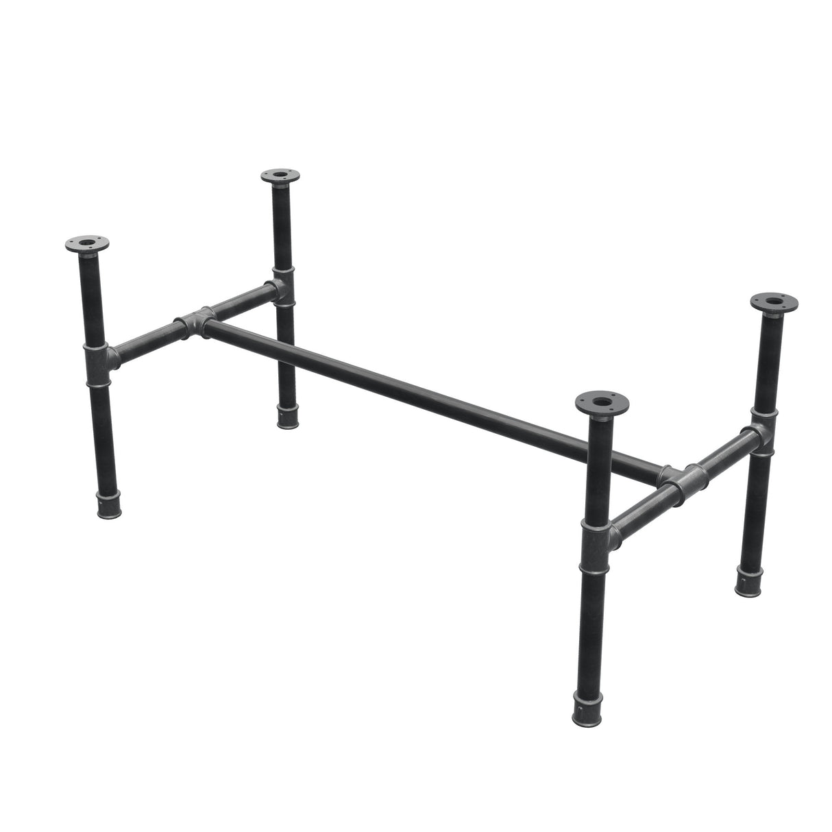 Stel til sofabord, H-form, støbejern og stål Ø 34 mm, 112 × 56 cm, højde 52 cm