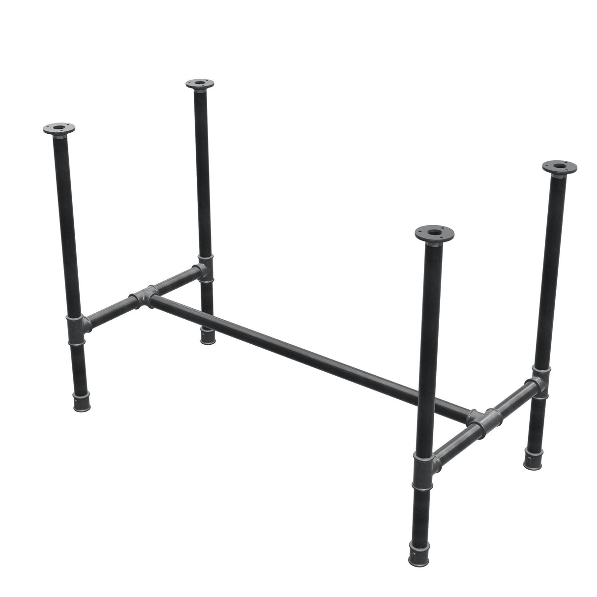Stel til spisebord, H-form, støbejern og stål Ø 34 mm, 112 × 56 cm, højde 75 cm