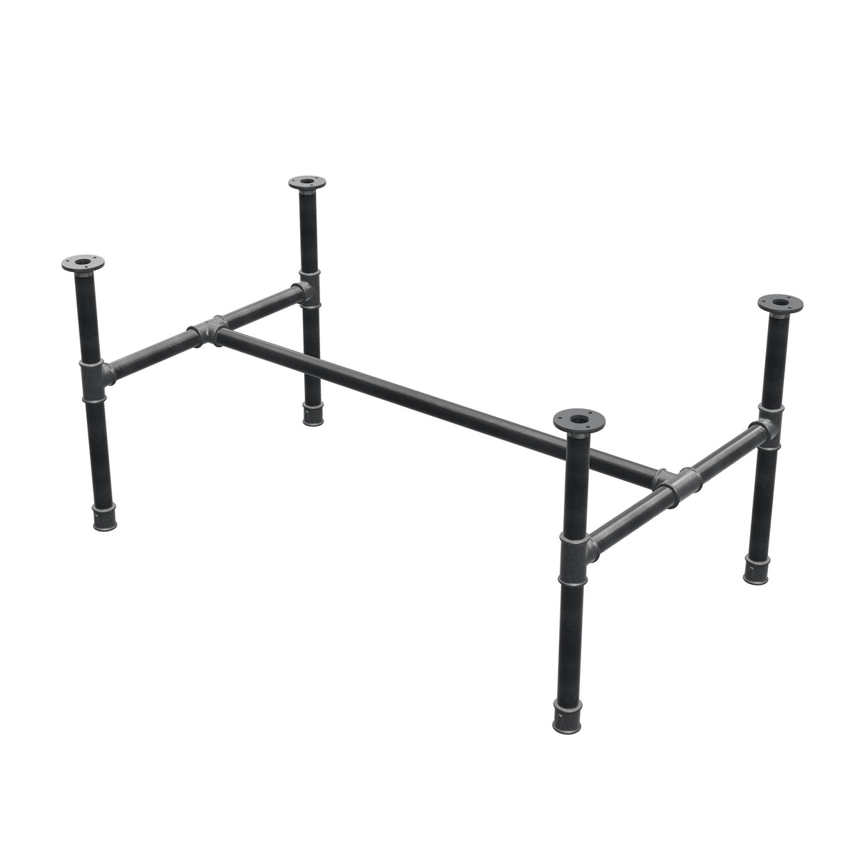 Stel til sofabord, H-form, støbejern og stål Ø 34 mm, 112 × 66 cm, højde 52 cm