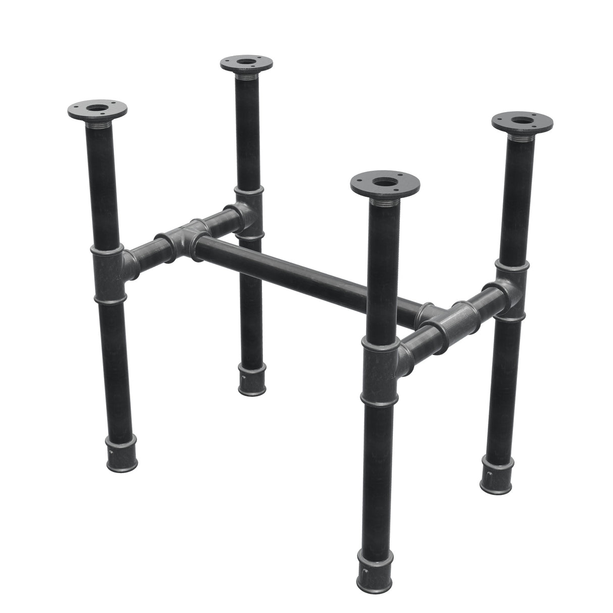 Stel til sofabord, H-form, støbejern og stål Ø 34 mm, 52 × 36 cm, højde 52 cm