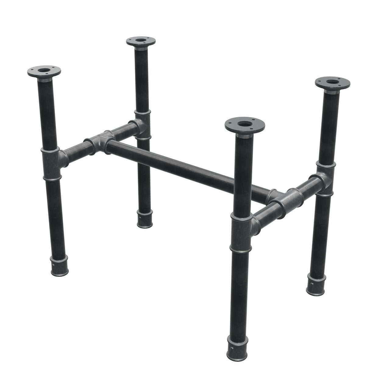 Stel til sofabord, H-form, støbejern og stål Ø 34 mm, 62 × 40 cm, højde 52 cm
