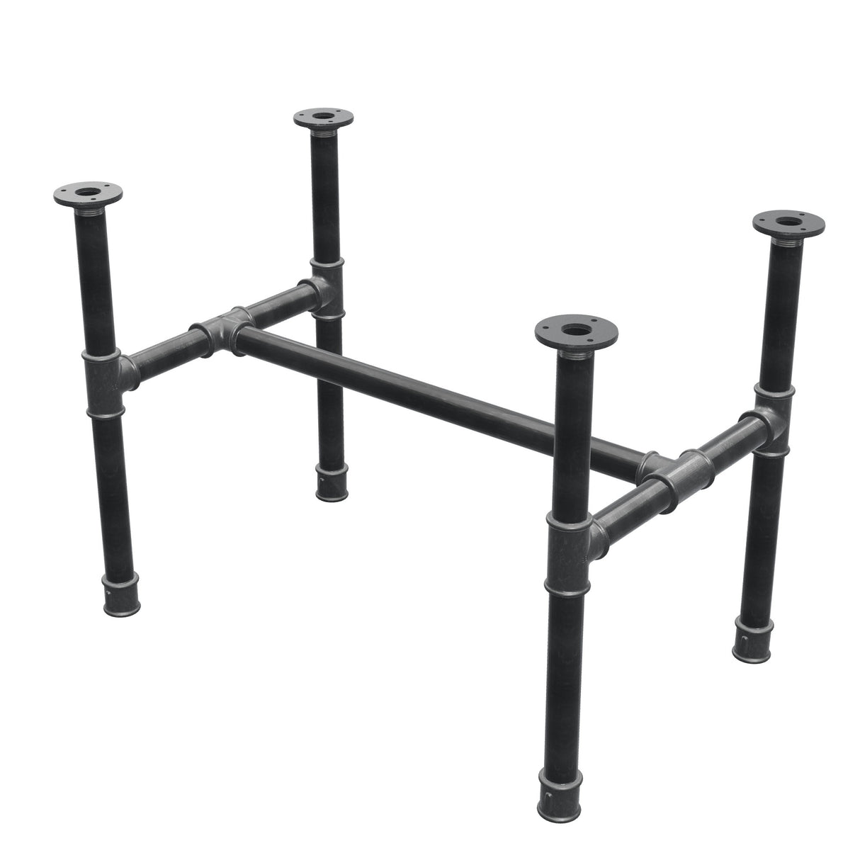 Stel til sofabord, H-form, støbejern og stål Ø 34 mm, 72 × 46 cm, højde 52 cm