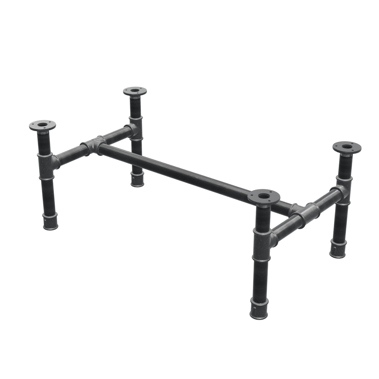Stel til sofabord, H-form, støbejern og stål Ø 34 mm, 82 × 46 cm, højde 32 cm