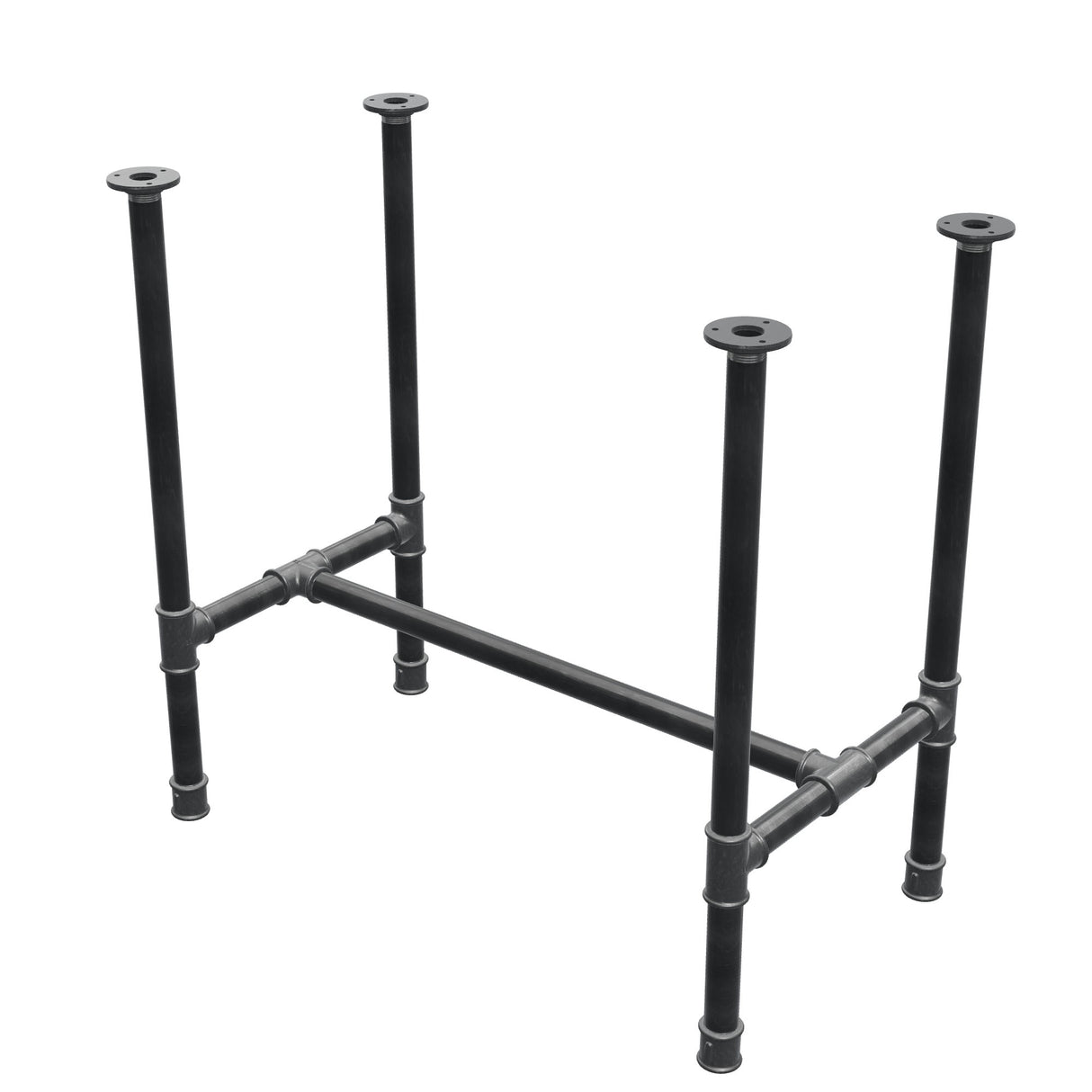 Stel til spisebord, H-form, støbejern og stål Ø 34 mm, 82 × 46 cm, højde 75 cm