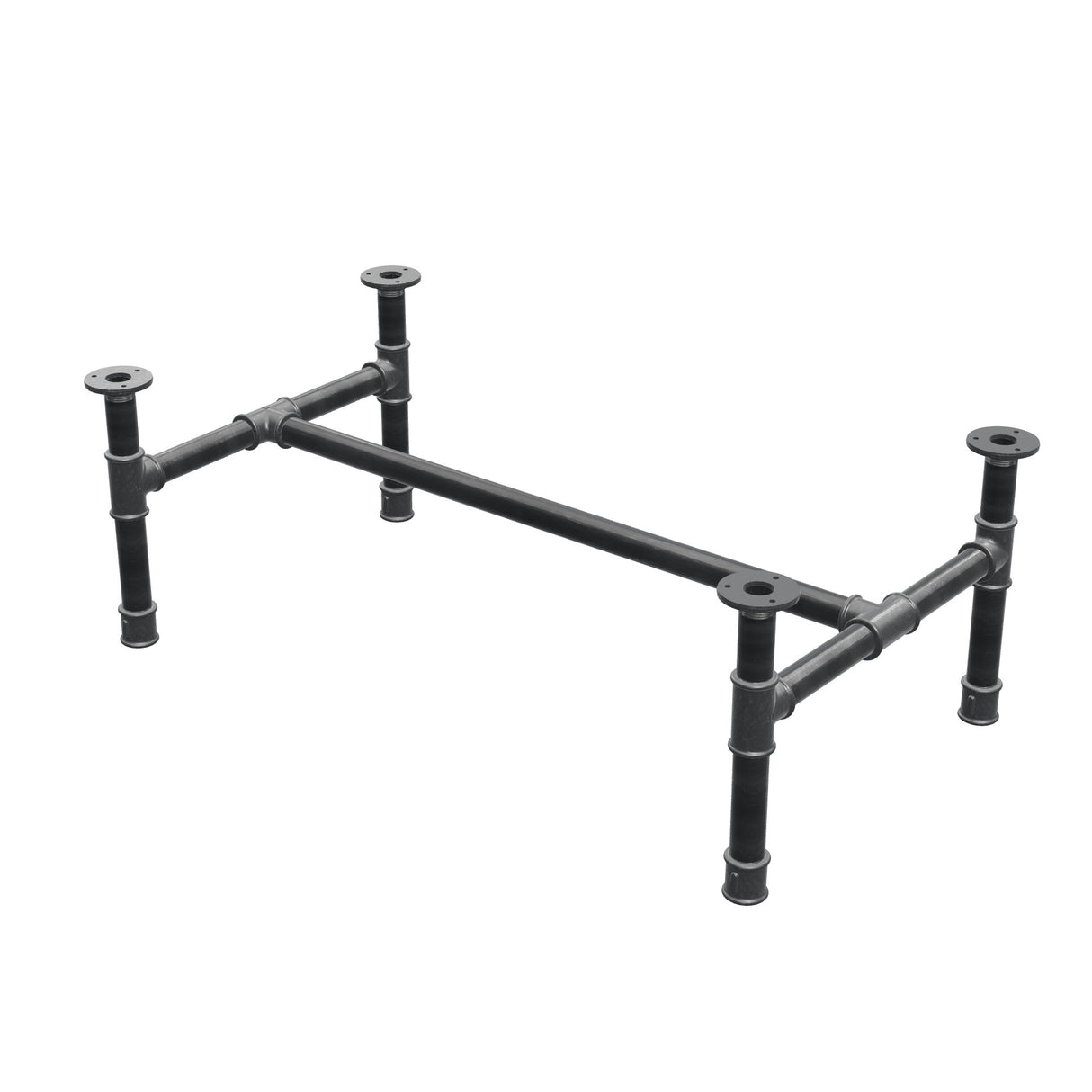 Stel til sofabord, H-form, støbejern og stål Ø 34 mm, 92 × 52 cm, højde 32 cm