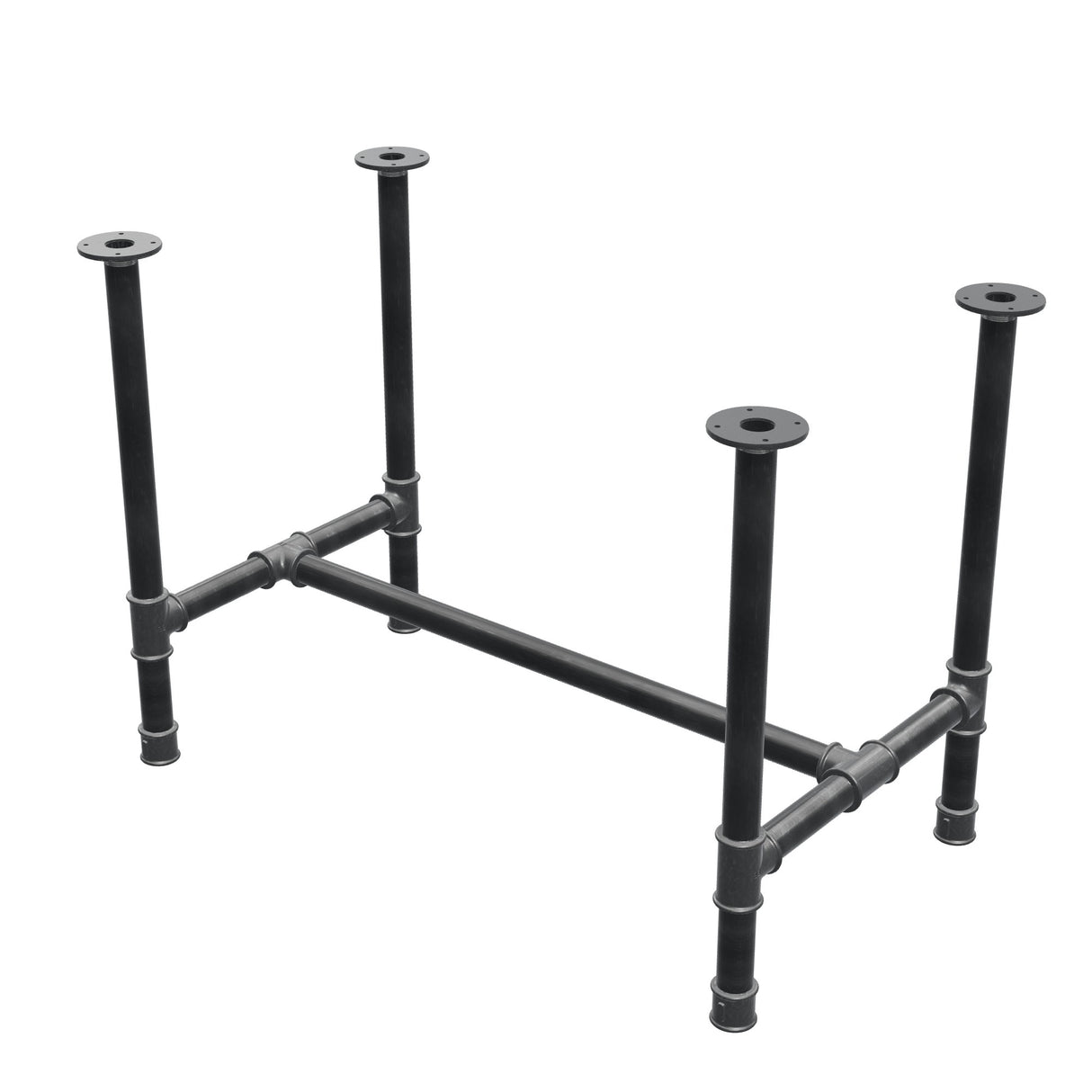 Stel til spisebord, H-form, støbejern og stål Ø 42 mm, 106 × 61 cm, højde 74 cm