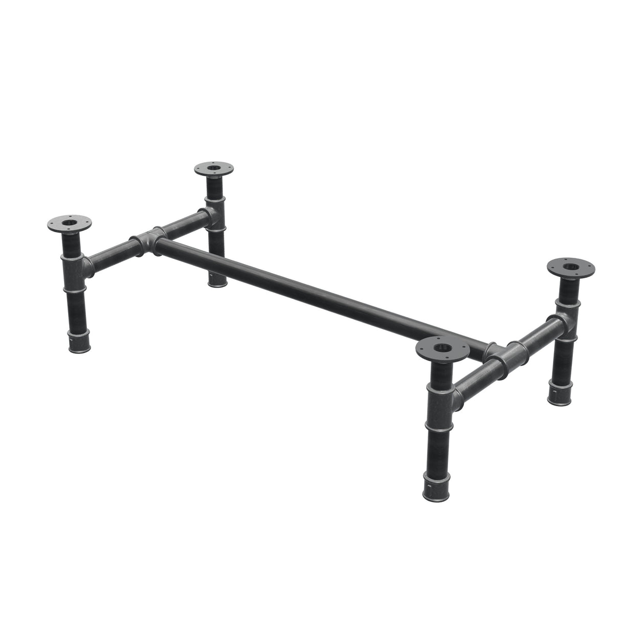 Stel til sofabord, H-form, støbejern og stål Ø 42 mm, 116 × 61 cm, højde 34 cm