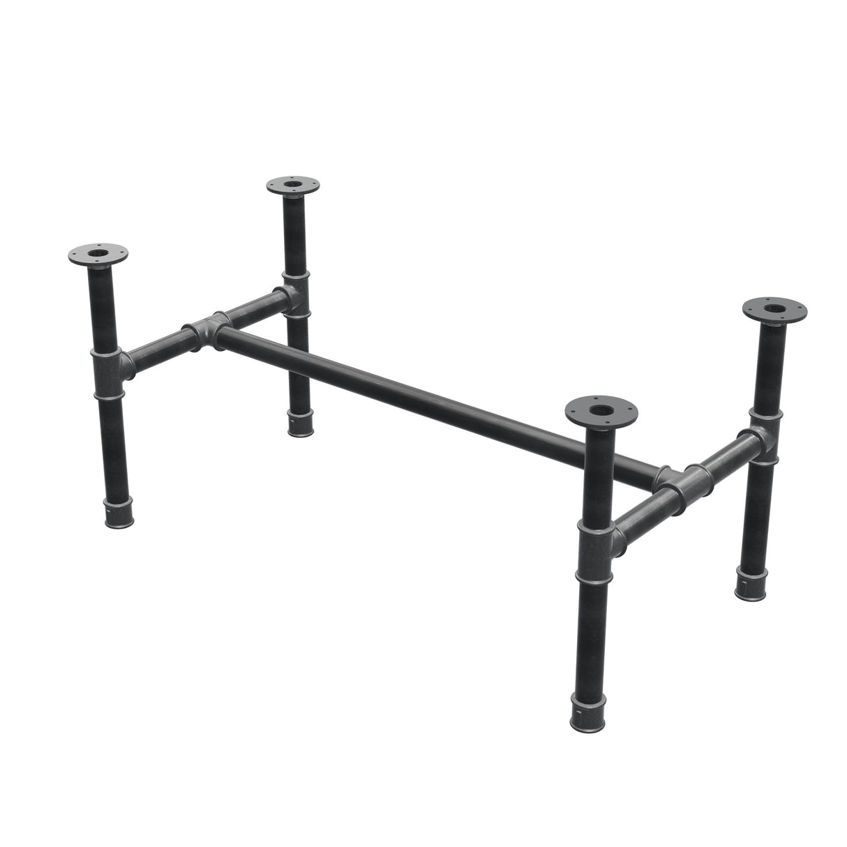 Stel til sofabord, H-form, støbejern og stål Ø 42 mm, 116 × 61 cm, højde 54 cm