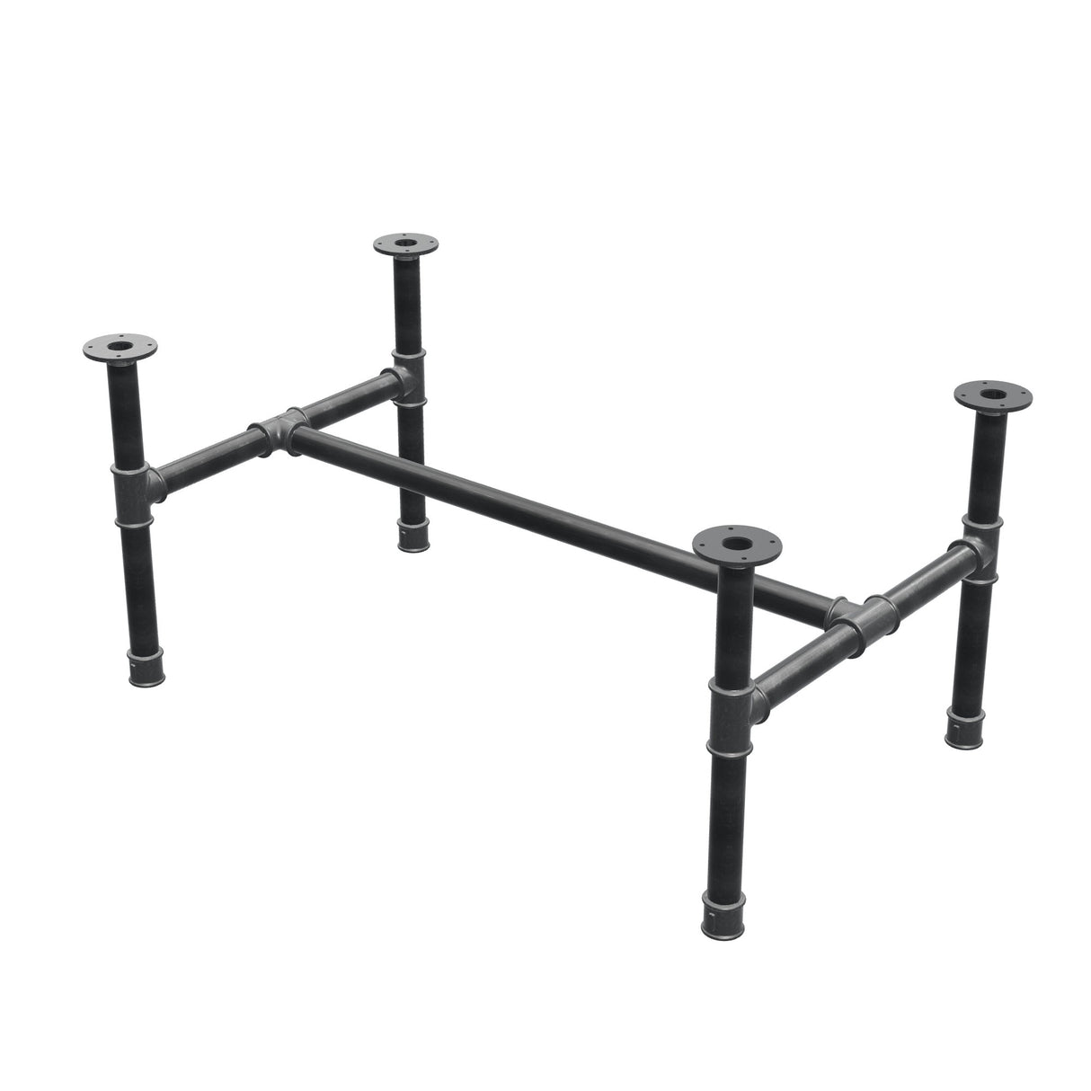 Stel til sofabord, H-form, støbejern og stål Ø 42 mm, 116 × 71 cm, højde 54 cm