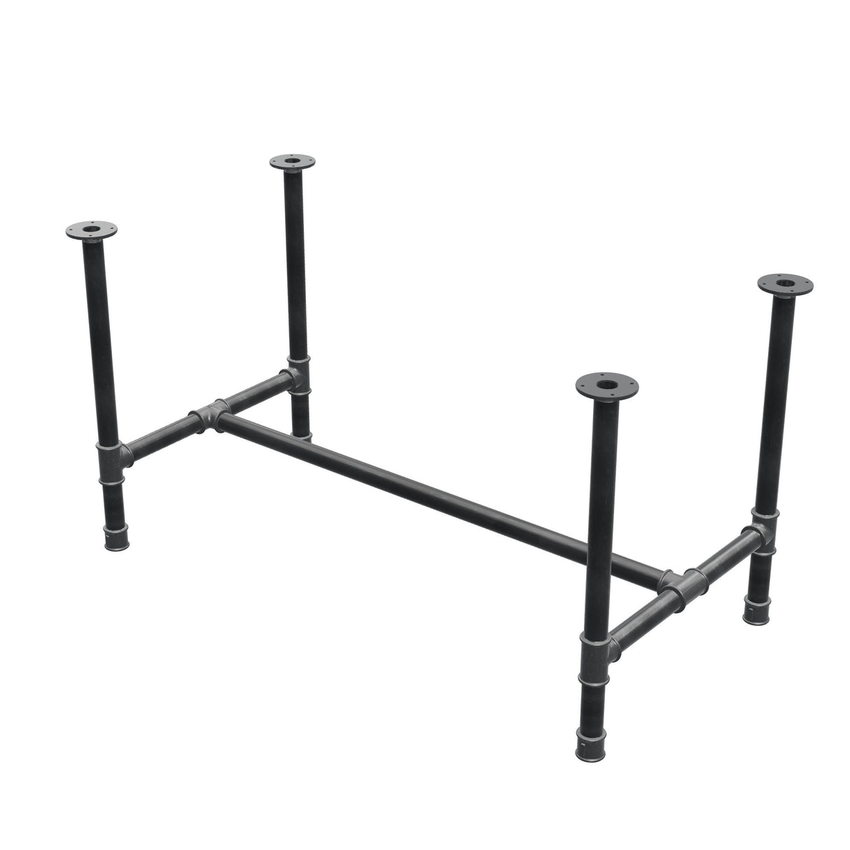 Stel til spisebord, H-form, støbejern og stål Ø 42 mm, 136 × 71 cm, højde 74 cm
