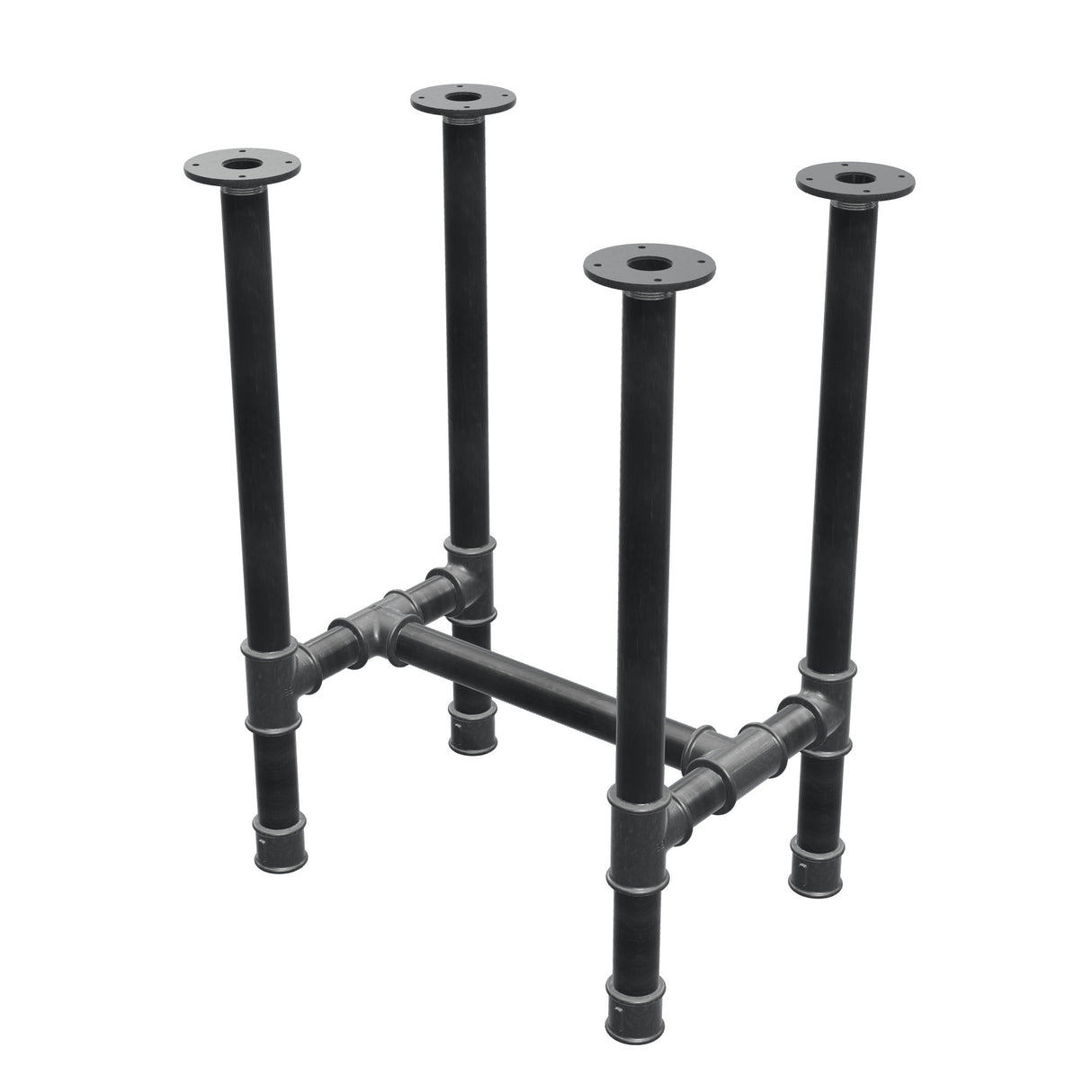 Stel til spisebord, H-form, støbejern og stål Ø 42 mm, 56 × 41 cm, højde 74 cm