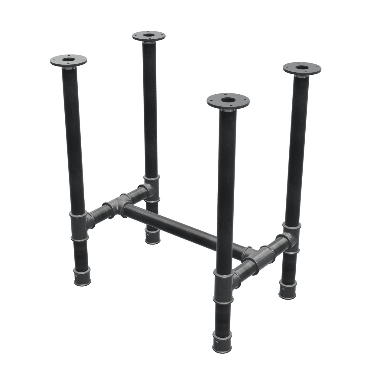 Stel til spisebord, H-form, støbejern og stål Ø 42 mm, 66 × 45 cm, højde 74 cm