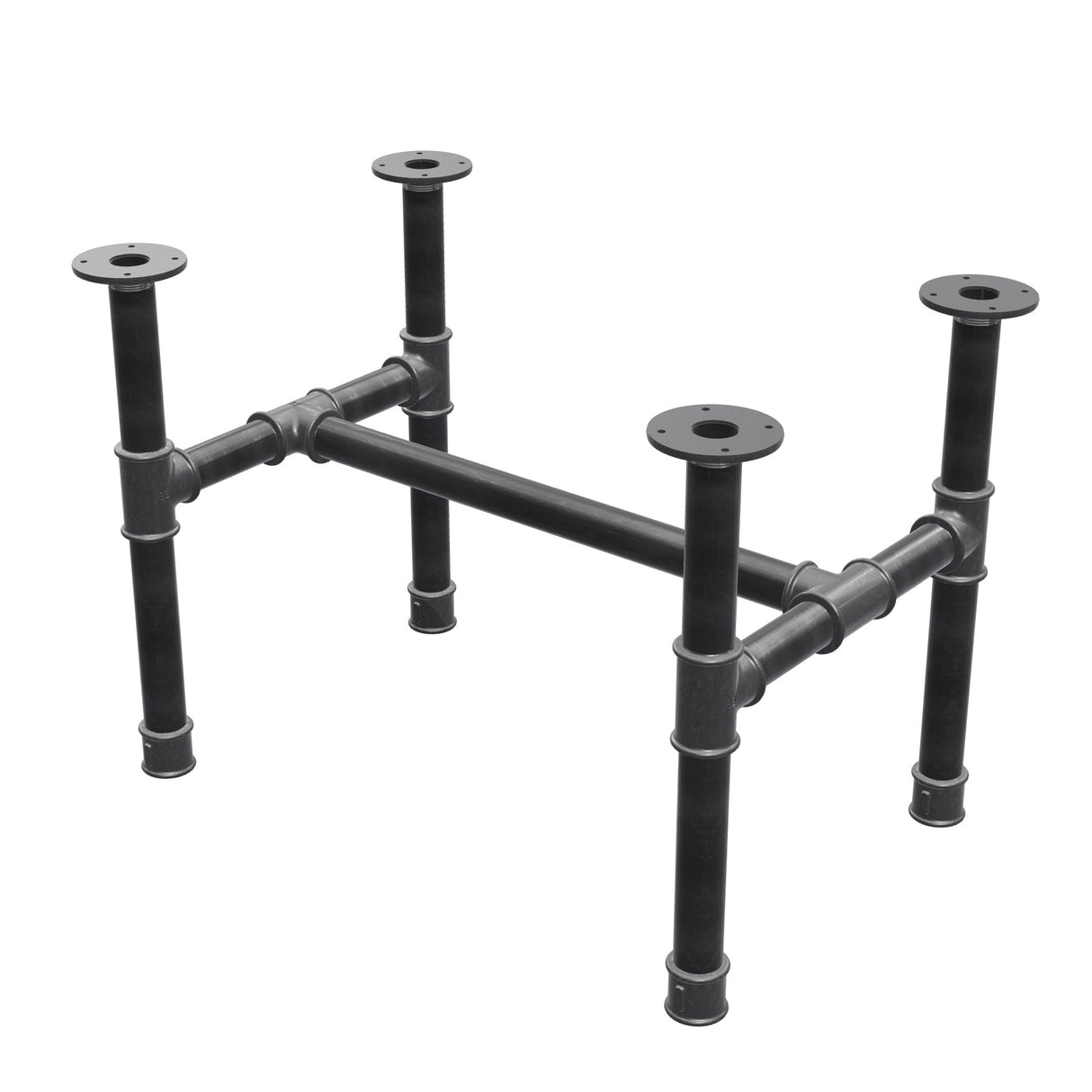 Stel til sofabord, H-form, støbejern og stål Ø 42 mm, 76 × 51 cm, højde 54 cm