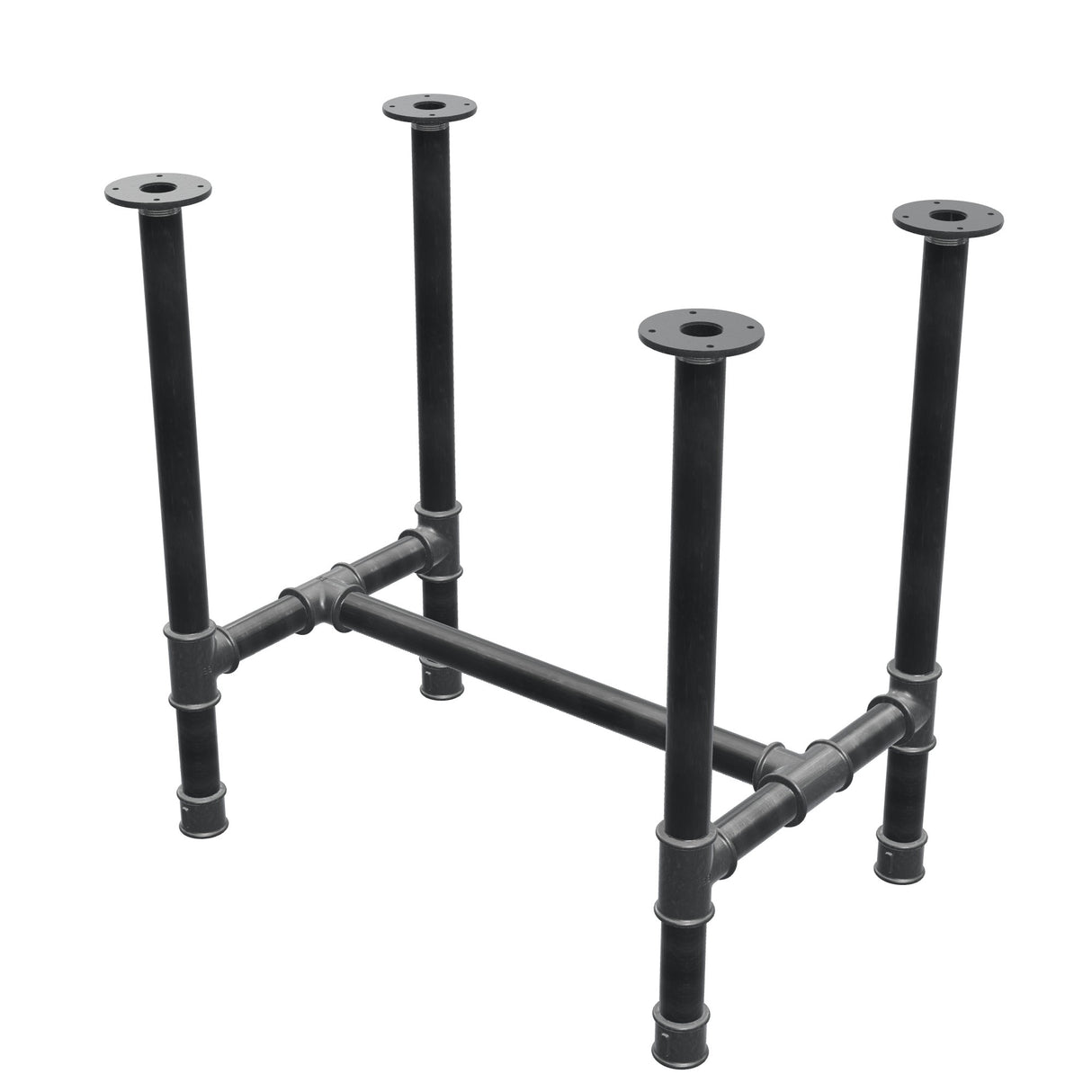 Stel til spisebord, H-form, støbejern og stål Ø 42 mm, 76 × 51 cm, højde 74 cm