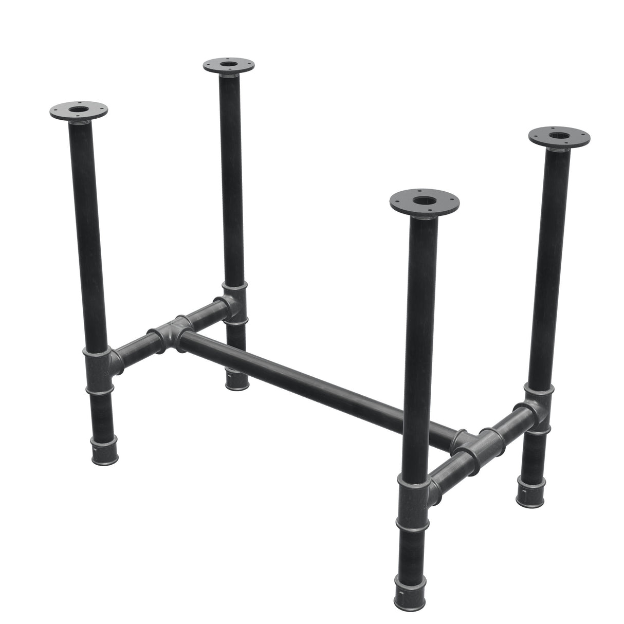 Stel til spisebord, H-form, støbejern og stål Ø 42 mm, 86 × 51 cm, højde 74 cm