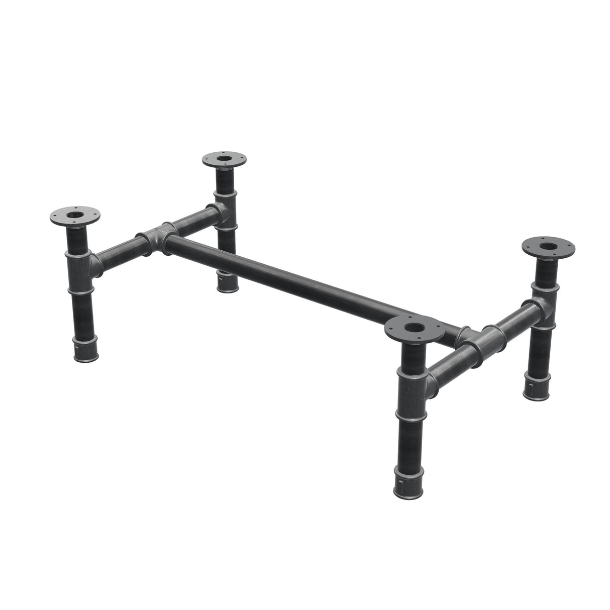 Stel til sofabord, H-form, støbejern og stål Ø 42 mm, 96 × 57 cm, højde 34 cm