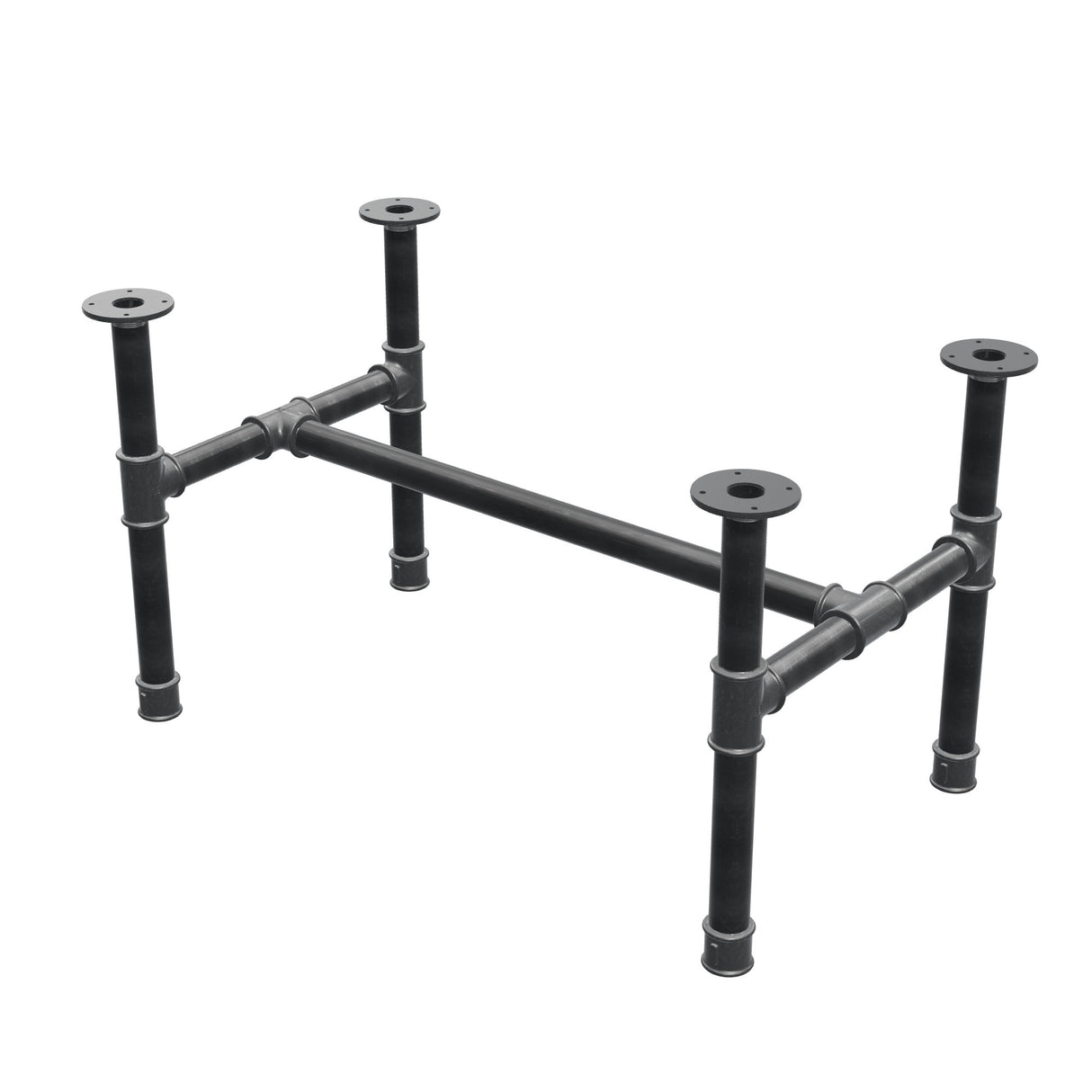 Stel til sofabord, H-form, støbejern og stål Ø 42 mm, 96 × 57 cm, højde 54 cm