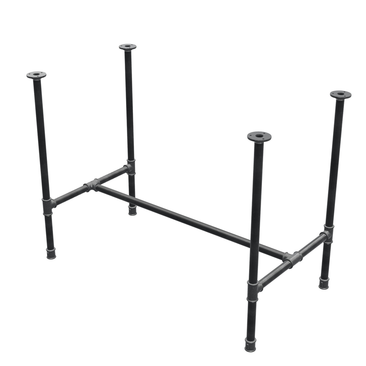 Stel til spisebord, H-form, støbejern og stål Ø 27 mm, 101 × 55 cm, højde 74 cm