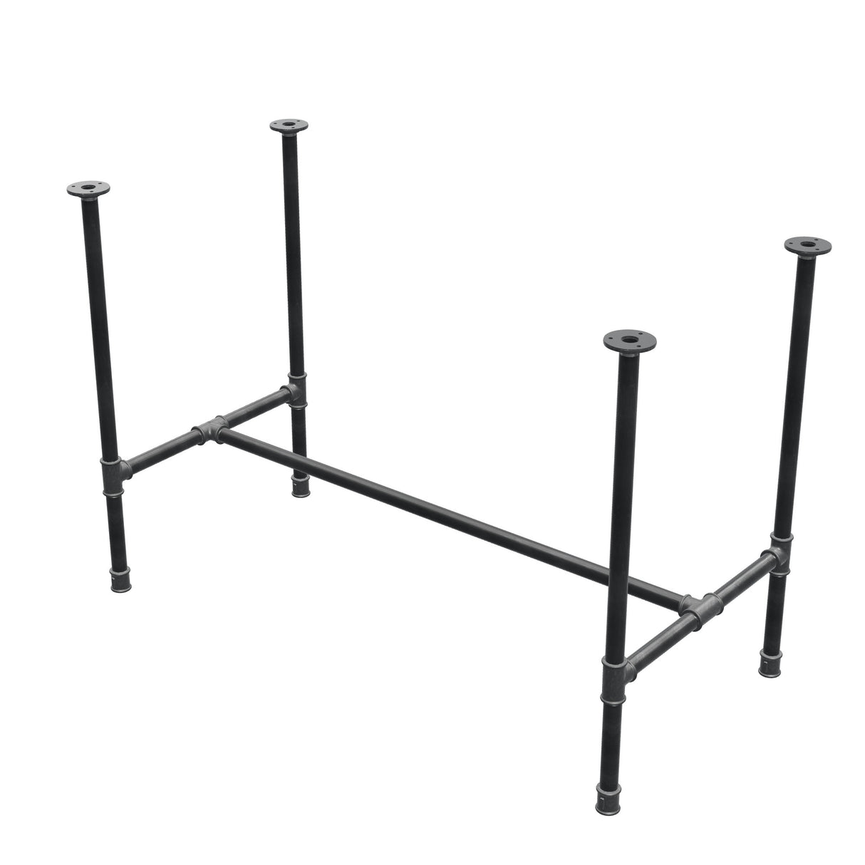 Stel til spisebord, H-form, støbejern og stål Ø 27 mm, 111 × 55 cm, højde 74 cm
