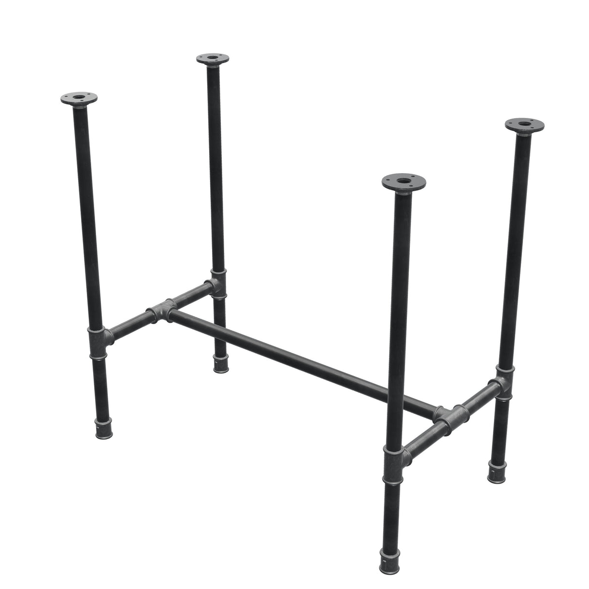 Stel til spisebord, H-form, støbejern og stål Ø 27 mm, 81 × 45 cm, højde 74 cm