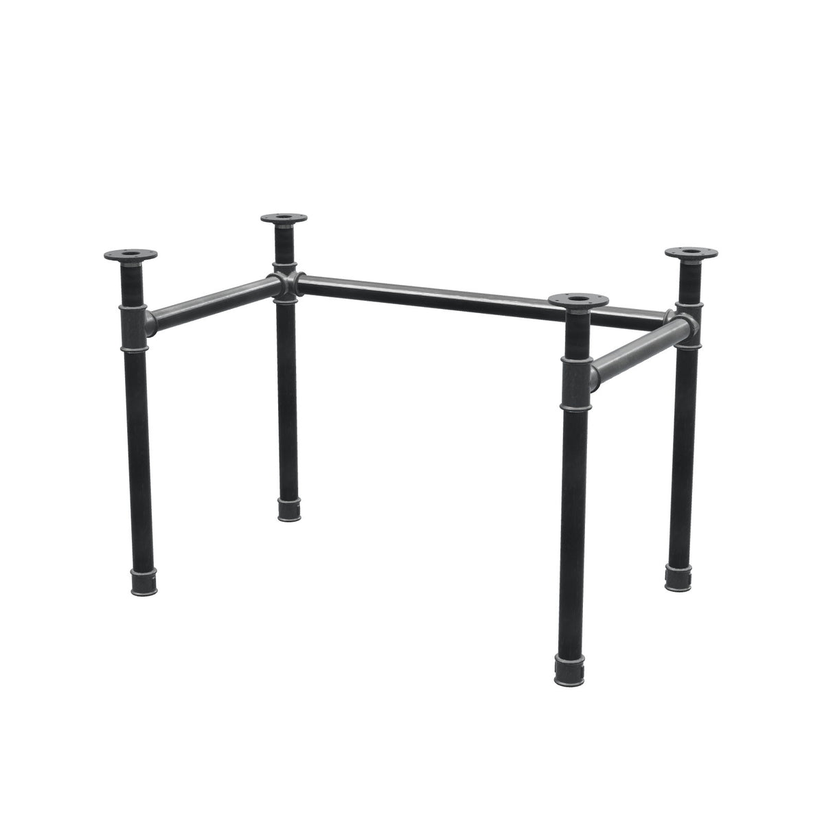 Stel til skrivebord, U-form, støbejern og stål Ø 42 mm, 106 × 66 cm, højde 70 cm