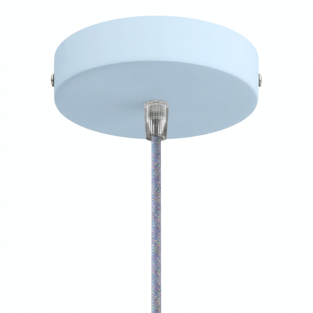 Cylindrisk roset i metal, Ø 120 mm — Konisk termoplast / Himmelblå