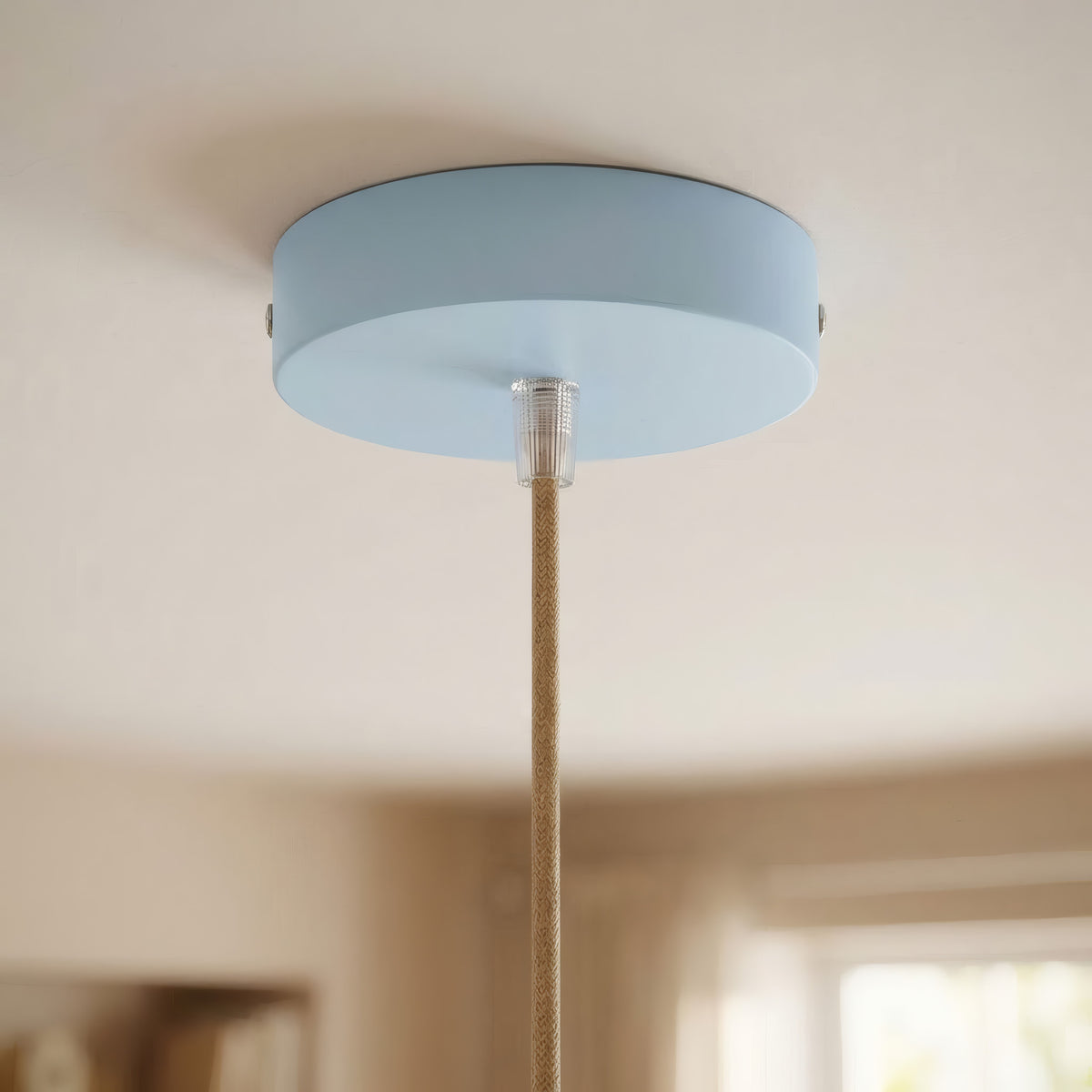 Cylindrisk roset i metal, Ø 120 mm — Konisk termoplast / Himmelblå