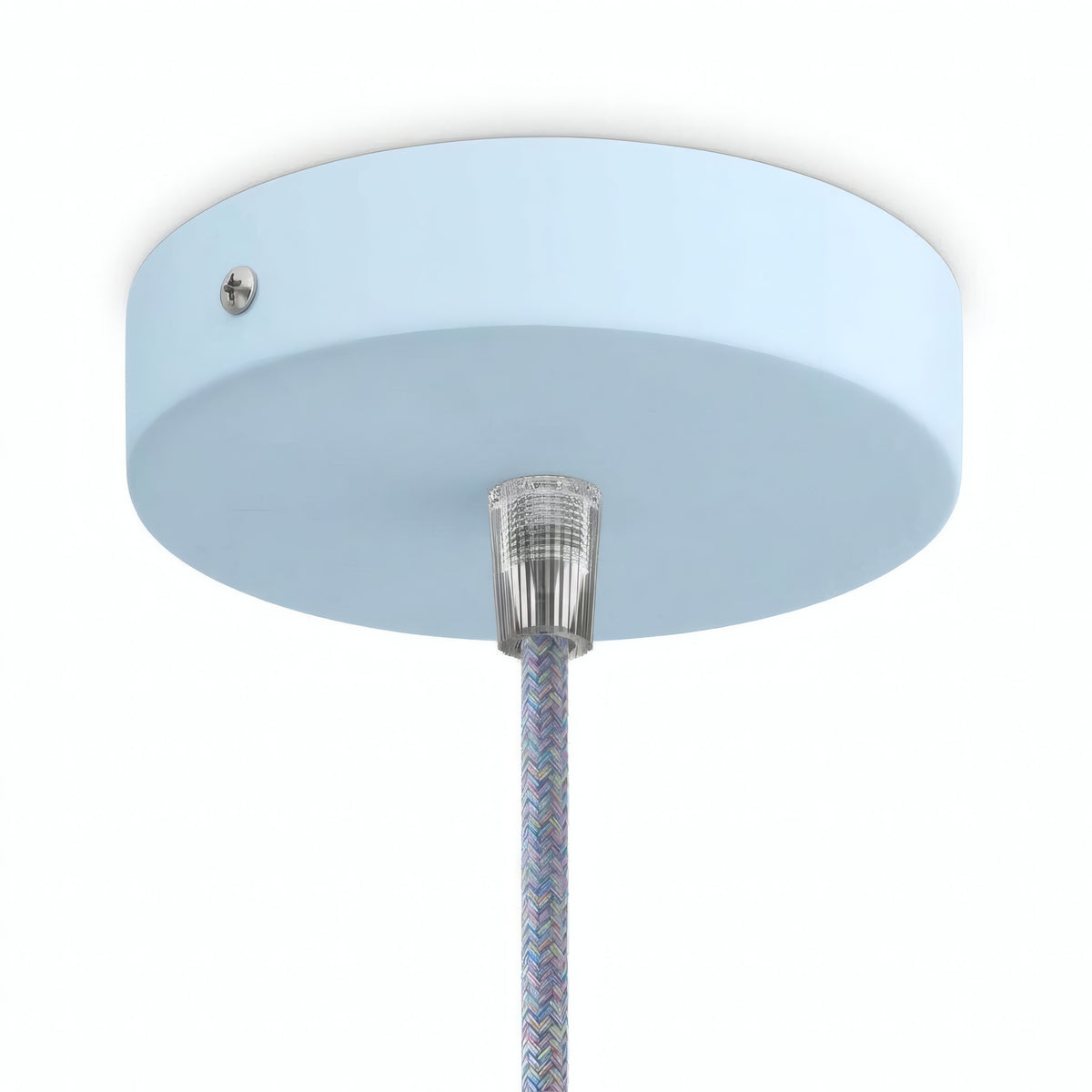 Cylindrisk roset i metal, Ø 120 mm — Konisk termoplast / Himmelblå