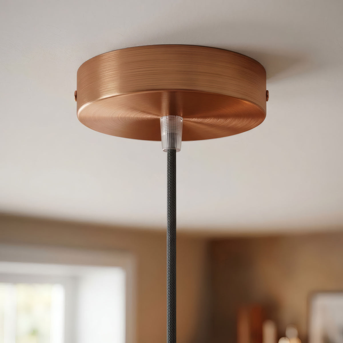 Cylindrisk roset i metal, Ø 120 mm — Konisk termoplast / Satineret kobber