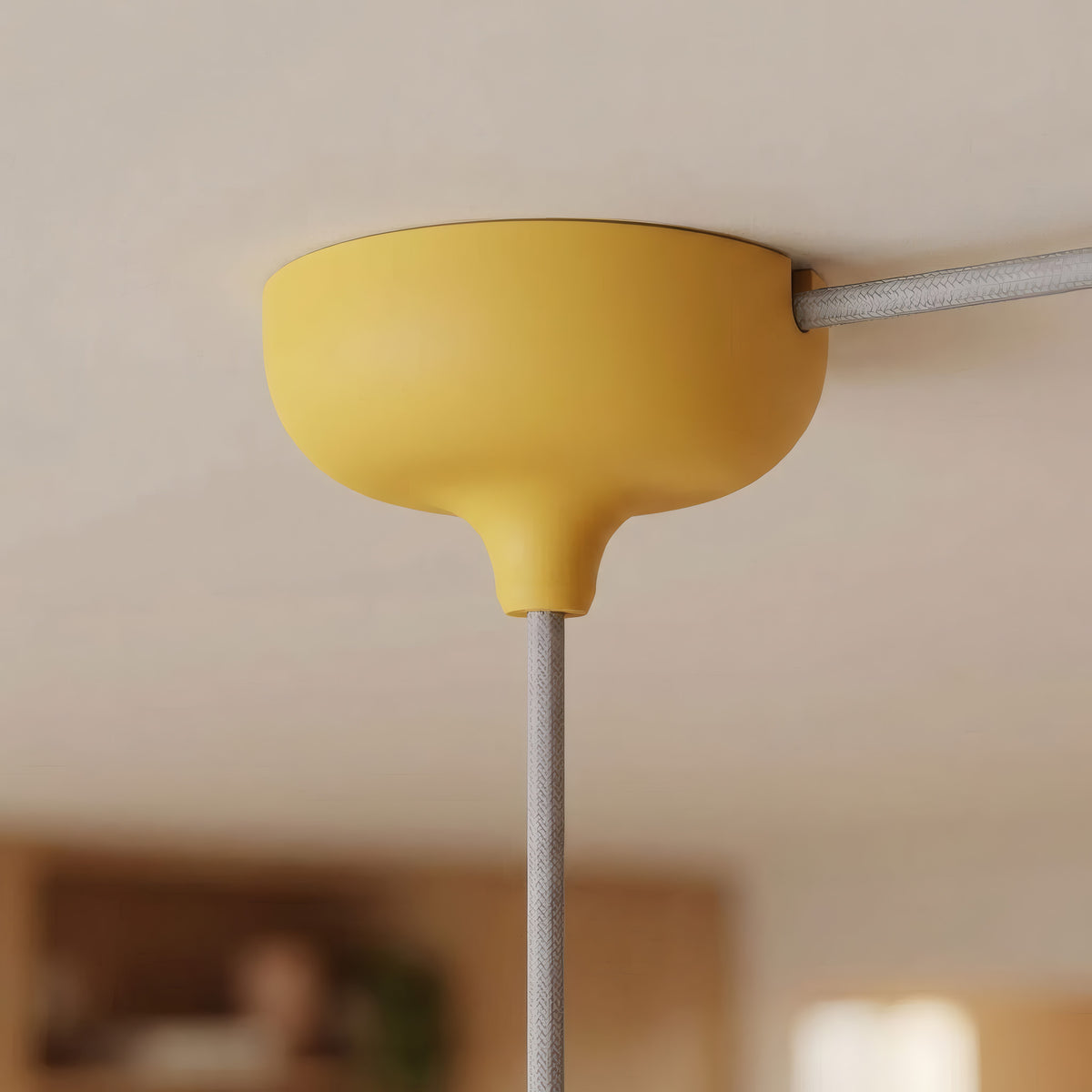 Silikoneroset Ø 88 mm, centralt hul og sideudgang — Gul
